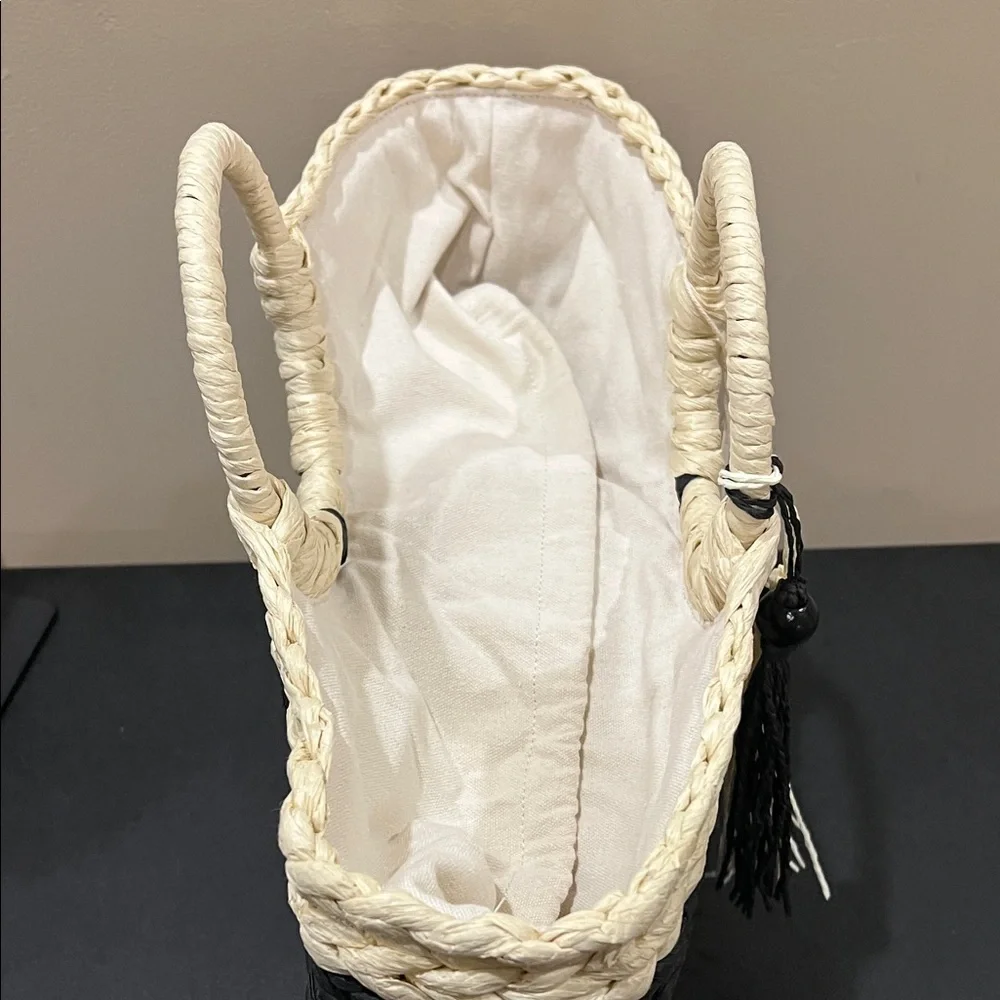 Dolce Vita | Black Raffia Shopper “EstelleB” Tote ~ Canvas Inside - Picture 12 of 15